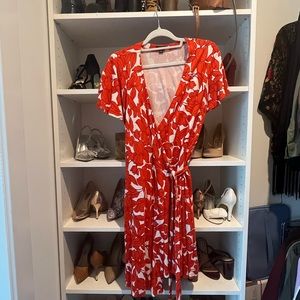 Ann Taylor orange wrap dress